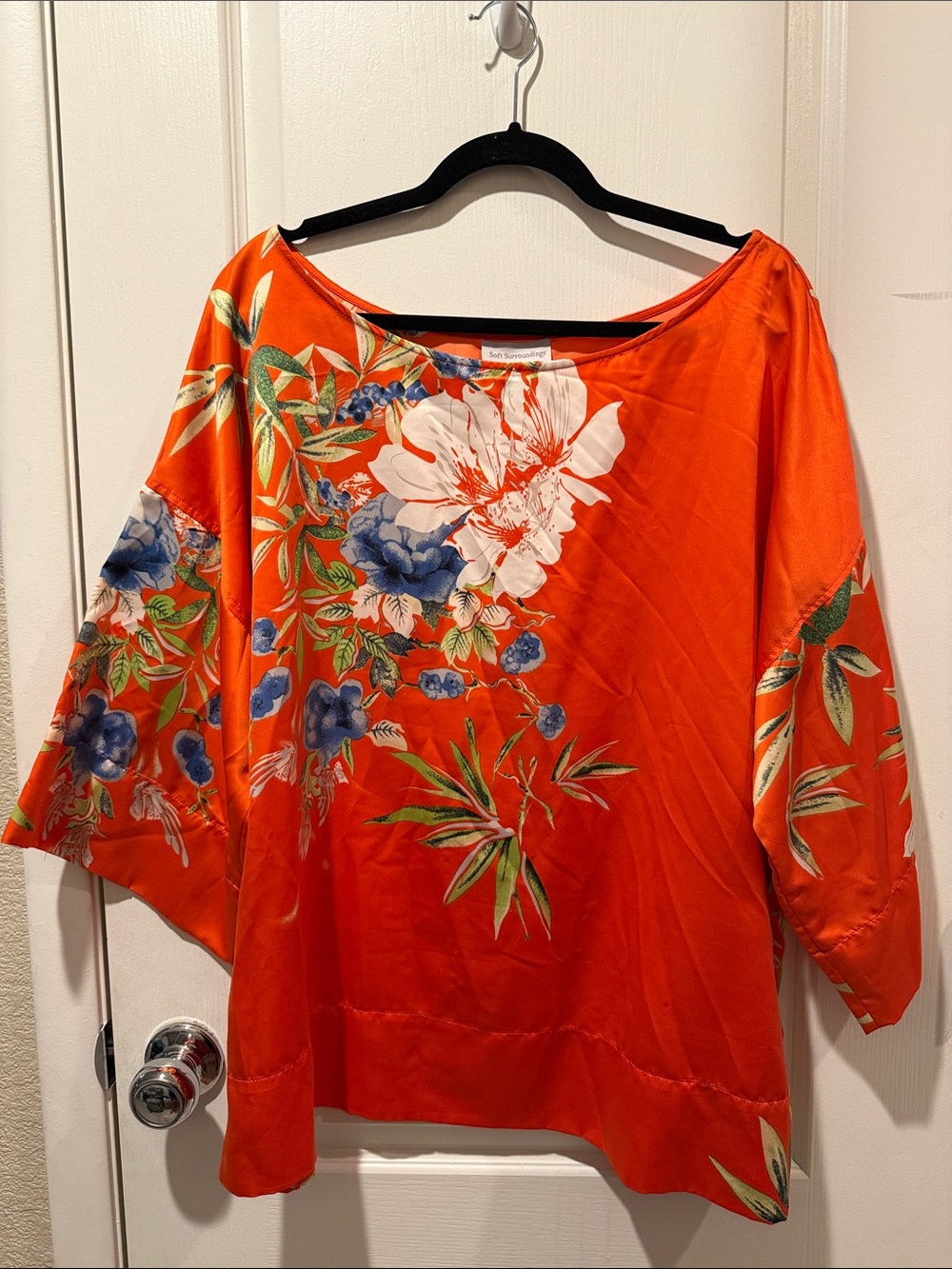 Soft Surroundings Orange Floral Scoop-Neck Tunic